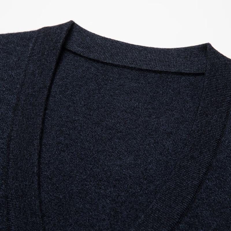 Yiliteng Men's V-Neck 100% Wool Cardigan Sweater