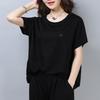 Sommer Neues Übergrößen Damen Kurzarm T-Shirt für Damen, Füllige MM Locker und Schlankmachend Fleisch und Alter Reduzierend Besticktes Top für Damen
