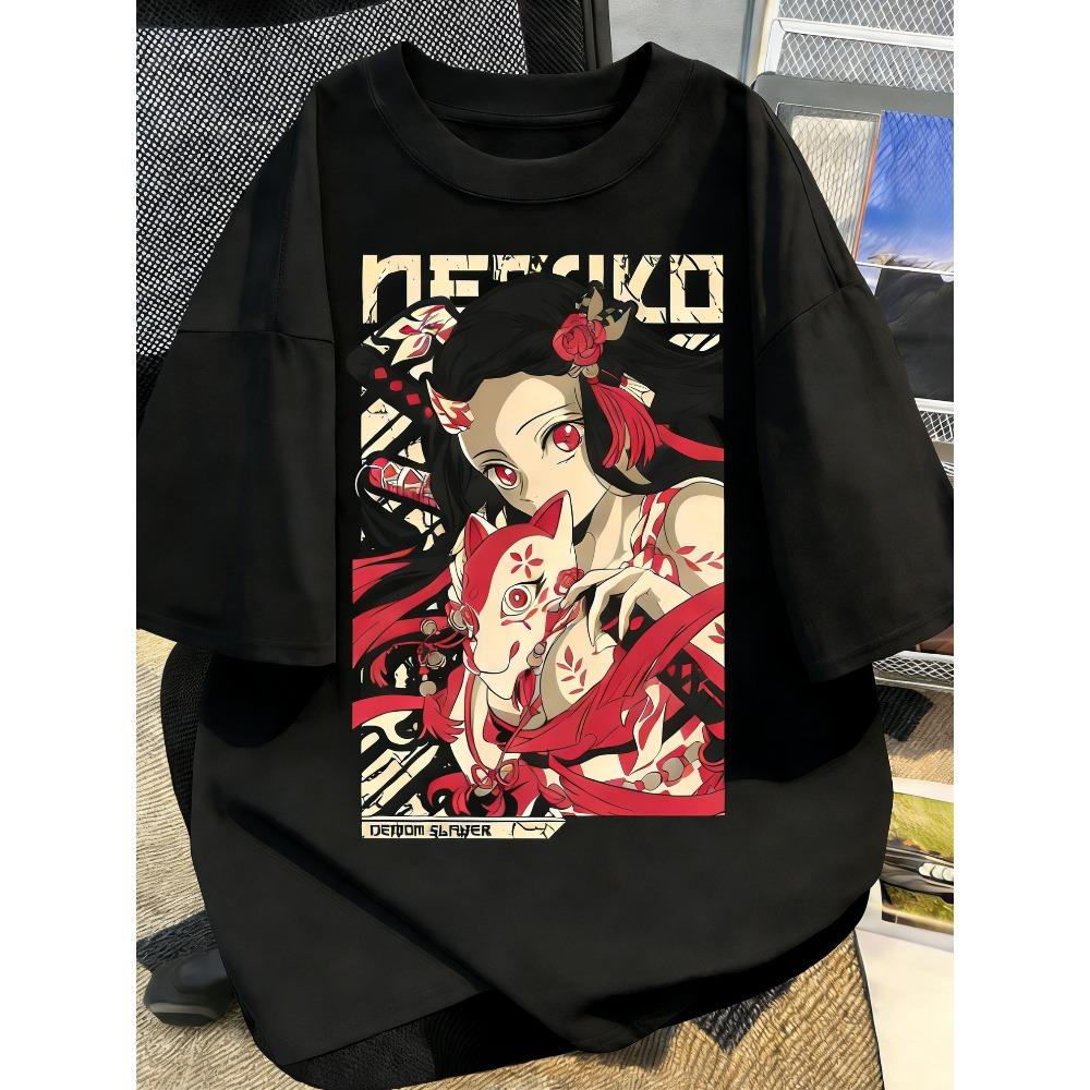 Plus Size Summer Demon Slayer Anime Printed Unisex and Women Tshirt Casual Parent Child Top Fashion Street Wear Harajuku Style Y2K