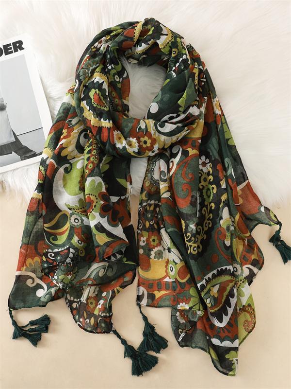 Fashion Paisley Abstract Floral Tassel Viscose Shawl Scarf Lady High Quality Wrap Thin Pashmina Stole Muslim Hijab 180*90Cm