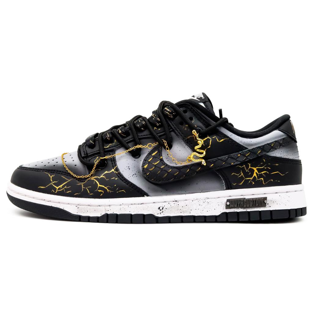 Nike Dunk Slip Resistant, Abrasion Resistant, Lightweight Low Top Skateboard Shoes Unisex Black Gold DD1391-100(Team52-S-BOX)