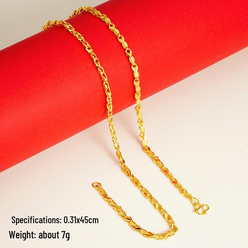 Elegant Sand Gold Clavicle Pendant Necklace for Women - High-End Imitation Gold Chain 