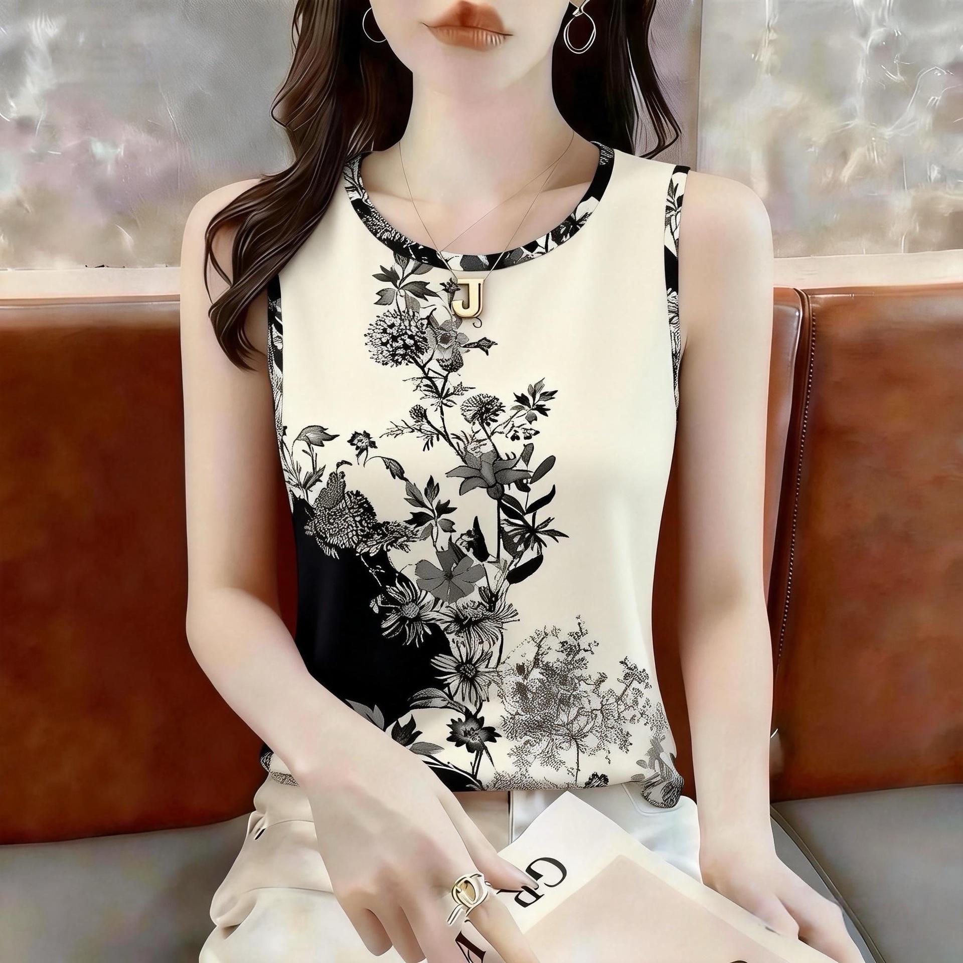 2026 Stylish Printed Summer Slimming Versatile Camisole for Women XL (105-120 jin)