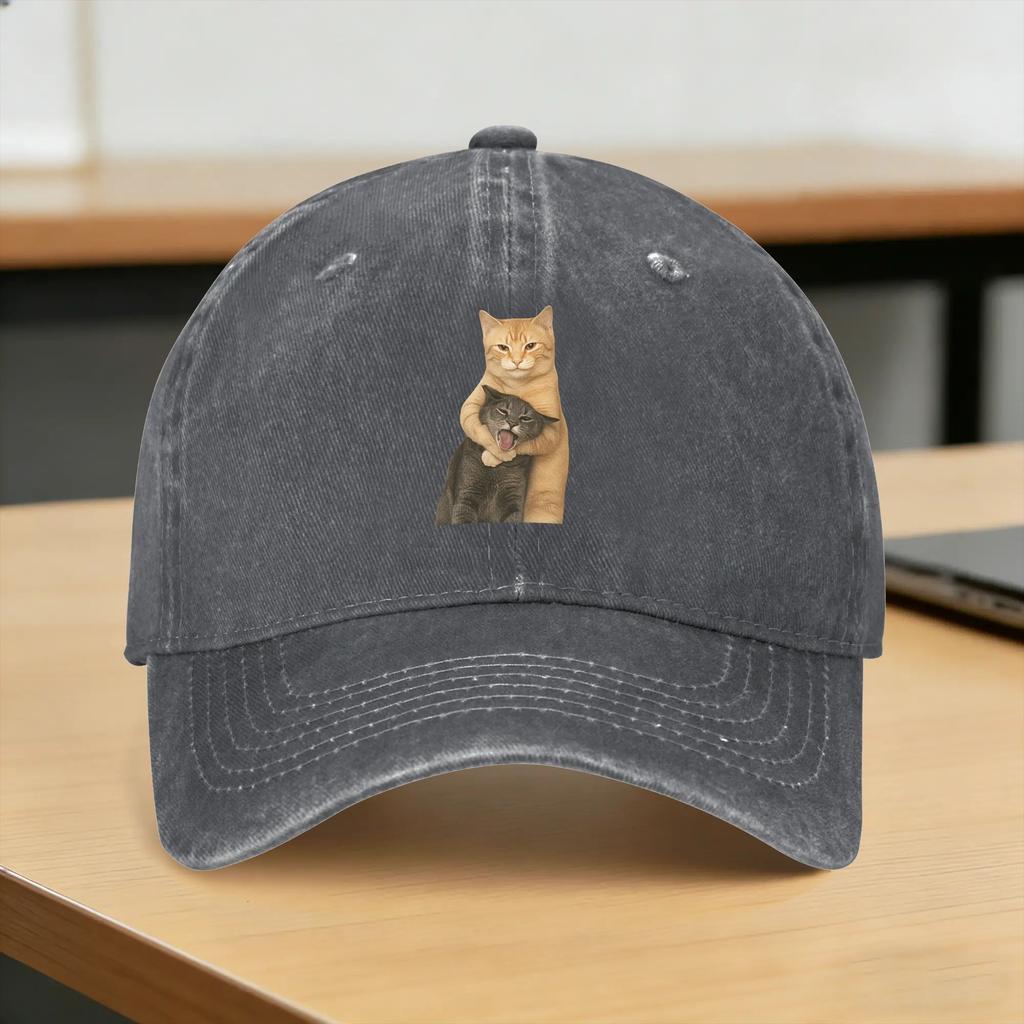 Funny Hug Cats Casual Baseball Cap  Hunting Camping Trucker Hat Summer Breathable Unisex Unisex DIY Print Baseball Caps