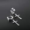 Personality Hoop Earring Men Stainless Steel Punk Earrings Simple Cross Stud Earrings  Unisex