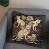 2D Golden Cats And Branches Pillow Cover Pattern Cushion Cover Suitable For Sofa Bedroom Car Pillow Cover
