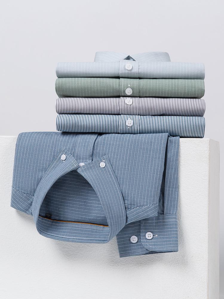 Men's Japanese Plaid Long-Sleeve Cotton Oxford Shirt: Casual, Versatile, Breathable, Light Luxury