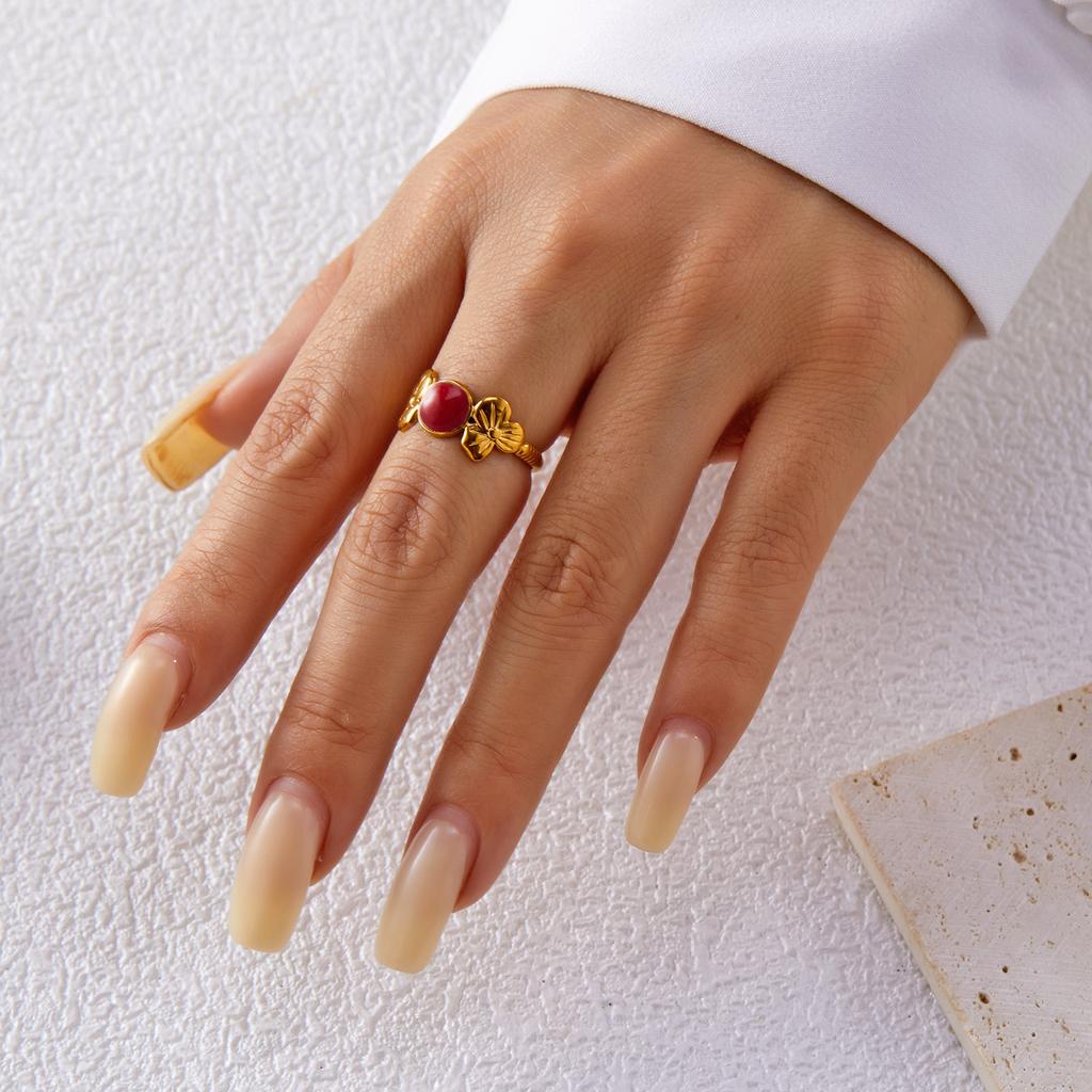 Stainless Steel Enamel Fashion Rings for Women Simple Trendy Trendy Adjustable Personality Jewelry Exquisite Minimalist Gift