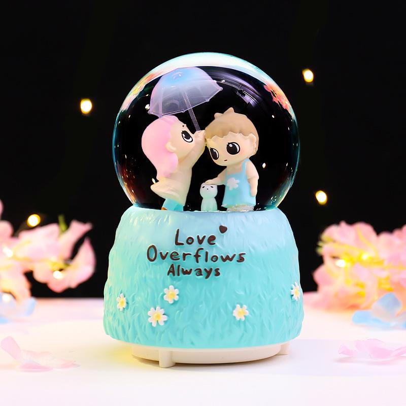Iridescent Castle Snowfall Crystal Ball Music Box for Kids - Dreamy Fairy Tale Carriage.