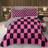 Retro Karierte Tagesdecke Twin Queen Vintage Ausgefallen Geometrisch Karomuster Gestepptes Bettwäscheset Schachbrettmuster Gitter Wendbare Tagesdecke Set