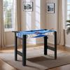 Tavolo Multi Giochi 5-in-1, con Biliardo, Tennis da Tavolo, Basket, Hockey, Tiro con l'Arco, Blu