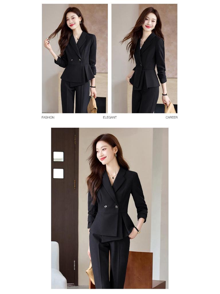 Women's Spring/Autumn Professional Suit Set - Formal Wear for Jewelry Stores, Beauty Salons, Hotel Reception, Cotton-Padded Workwear.