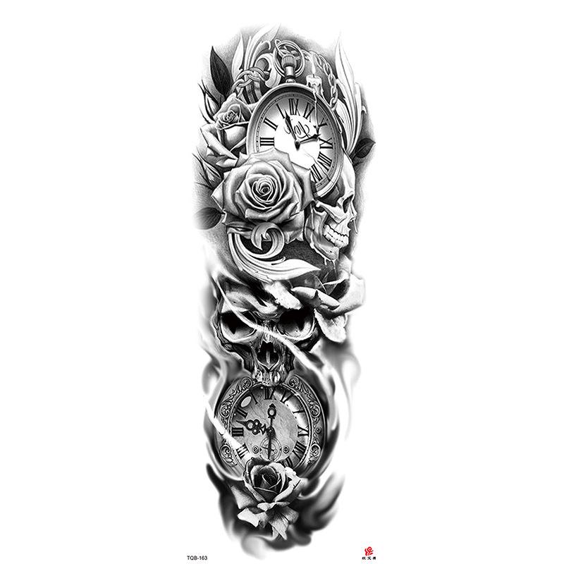 Waterdichte tattoo stickers voor de hele arm: Jezus, Maagd Maria, Kroon, Leeuw-ontwerp