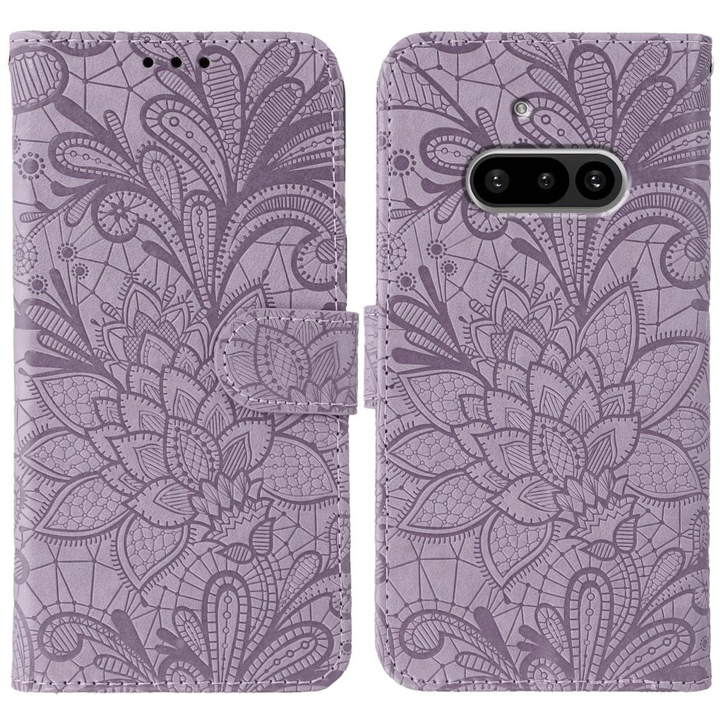 For Nothing Phone (3a) Case Lace Flowers PU Leather Flip Wallet Phone Cover