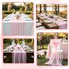 10FT × 2.3FT Pink Lace Table Runner, Gold Stars Foil Glitter Table Runner Sheer Chiffon Tulle Cheesecloth Wedding Runners, Golden Sequin Glitter