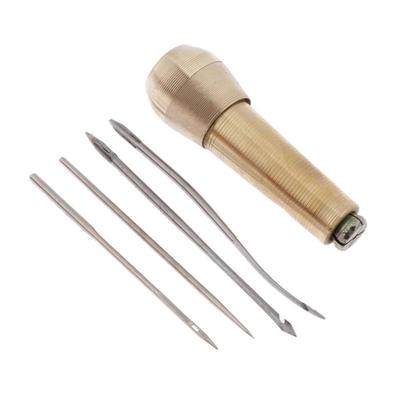Copper Handle Awl 4pcs Steel Needles Shoes Canvas Crafts Accessories