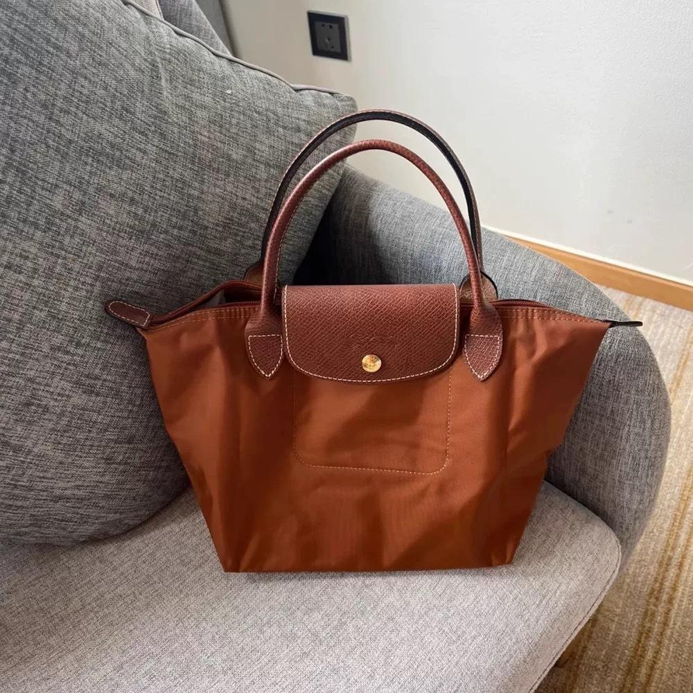 Longxiang Classic Hand-held Nylon Dumpling Bag, Embroidered Large-capacity Tote Bag, Waterproof Folding Single-shoulder Bag