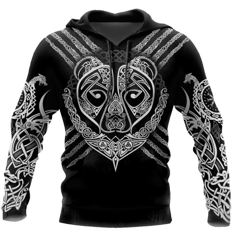 Hoodie Men 3D Print New Viking Mythology Vintage Style Tops Oversized Casual Long Sleeve Pullover Clothes Clothing Spring Autumn