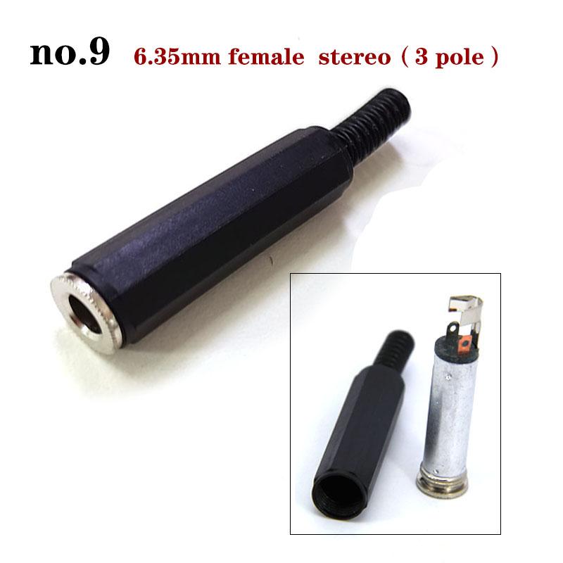 2pcs 2 3 Pole 6.35mm 6.5mm Audio Male Female Mono Stereo Solder Connector Plug Socket Gold Plated Metal Amplifier Mic Converter