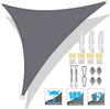 Voile d'ombrage triangulaire Imperméable Voile de jardin Tonnelle 98% Blocage UV Auvent de patio extérieur pour fête avec accessoires d'installation et cordes