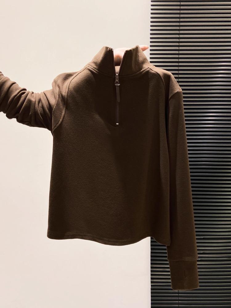 Damen Halbhoher Kragen Fleece Langarm T-Shirt 2025 Hoodie