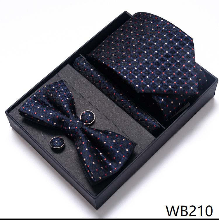 Men'S Business Dress Party Tie Gift Box Fashion Tie Square Scarf Combination Set Tie Bow Tie Set