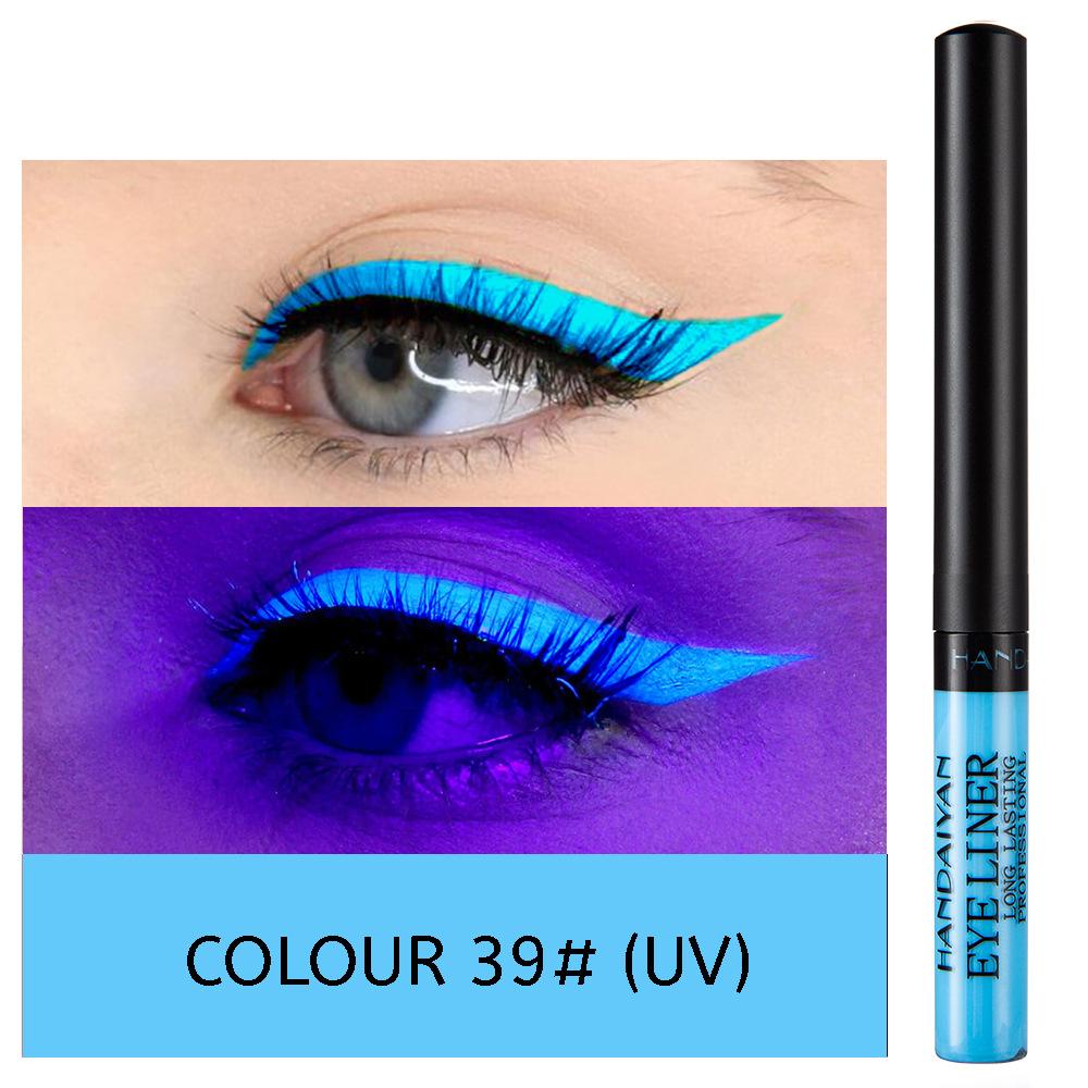 34-color Matte Quick-drying Long-lasting Non-bleeding UV Fluorescent Colored Eyeliner Liquid Pen