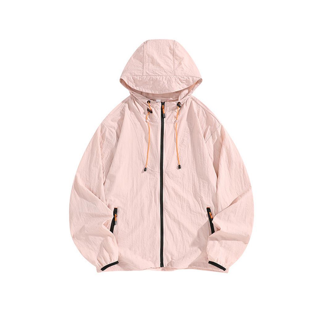 Unisex Lightweight Hooded Jacket Breathable UV Protection Thin Outdoor Windbreaker Full Zip Up Pocketed Coat for Travel
