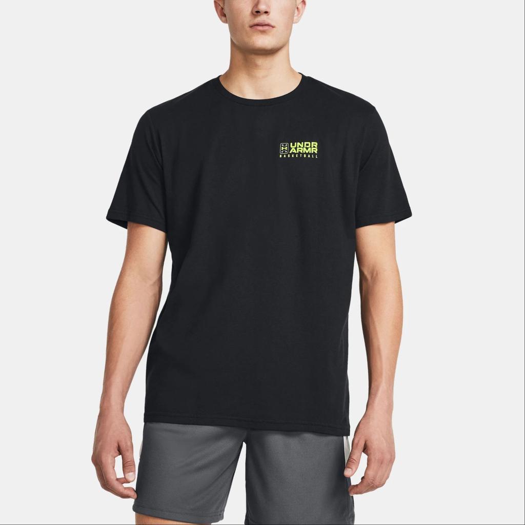 Under Armour Letter Logo Print Quick-Dry Round Neck Short Sleeve T-Shirt Men Tops Black 1382850-001