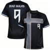 Braut Haaland 9 Norwegen Fußballtrikot Norwegische Flagge Kreuzdruck Beidseitig Atmungsaktiv Schnelltrocknendes Gewebe Rundhalsausschnitt Unisex Kurz