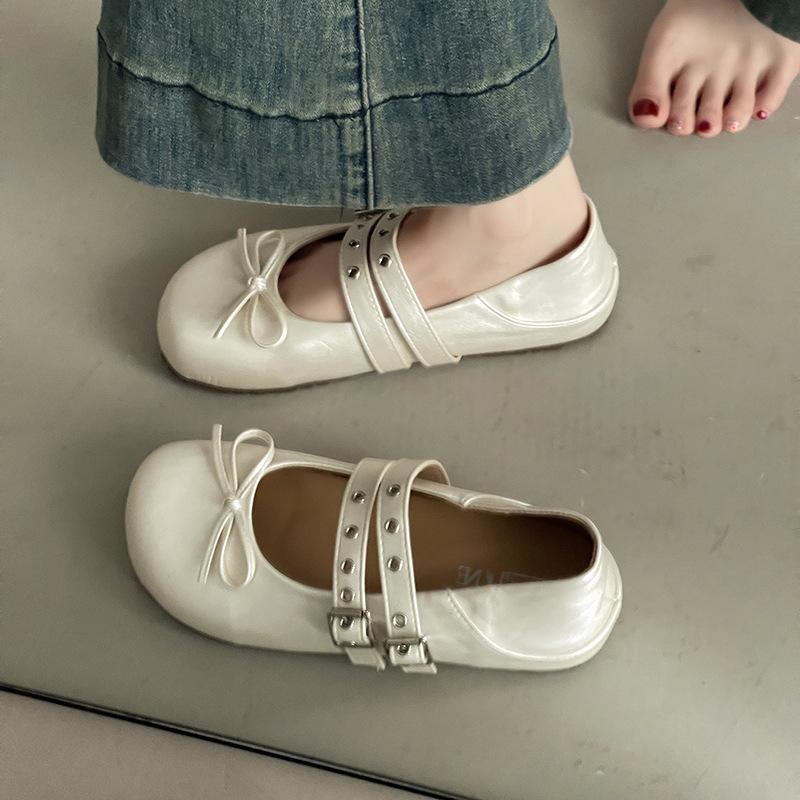 Fashion Versatile Retro Ballet Mary Jane Women's Shoes 2025 Summer Retro Small Leather Shoes Women's Flat Shoes Soft-soled Shoes