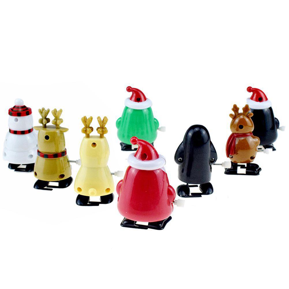 8pcs Christmas Wind Up Toys Penguin Christmas Tree Santa Claus Snowman Elk Clockwork Toys Figure