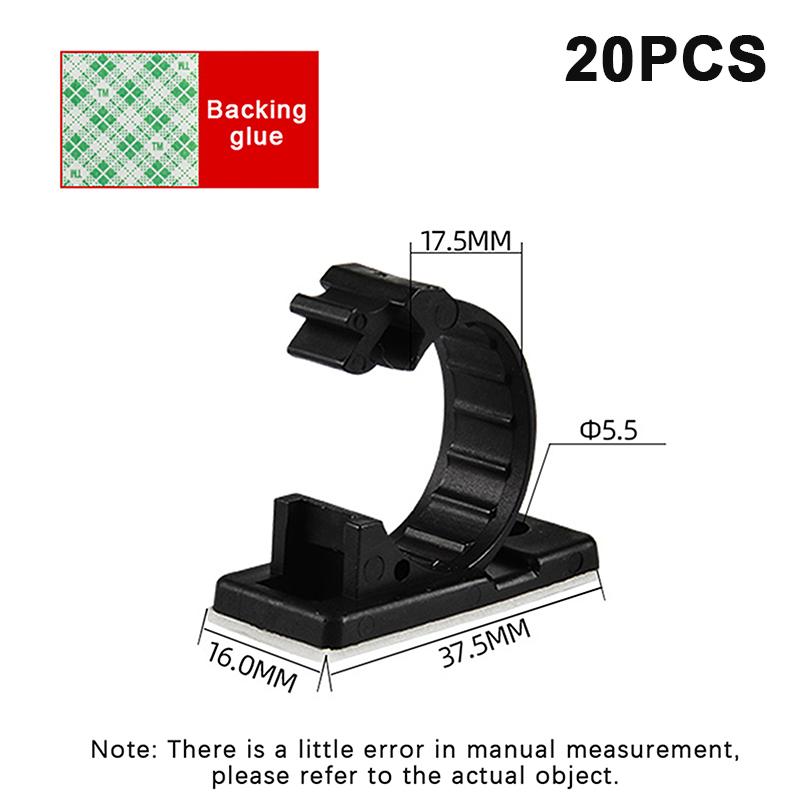 Neu 20 Stück Selbstklebende Kabel-Organizer-Clips Management-Kabelhalter USB-Wickler Schreibtisch-Kabelklemme Verstellbar LY-4/6/8/10/11/12