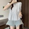 Women's Striped Shirt Round Neck Bow Design Waist Cinching Ladies Blouse Summer Casual Fashionable Famale Pullover Top