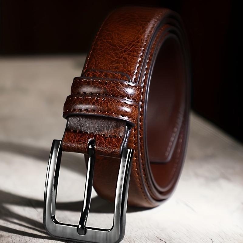 2026 Men's Retro Genuine Leather Belt, Pin Buckle Style, Versatile for Jeans, High-End Feel, Available in Brown and Black.