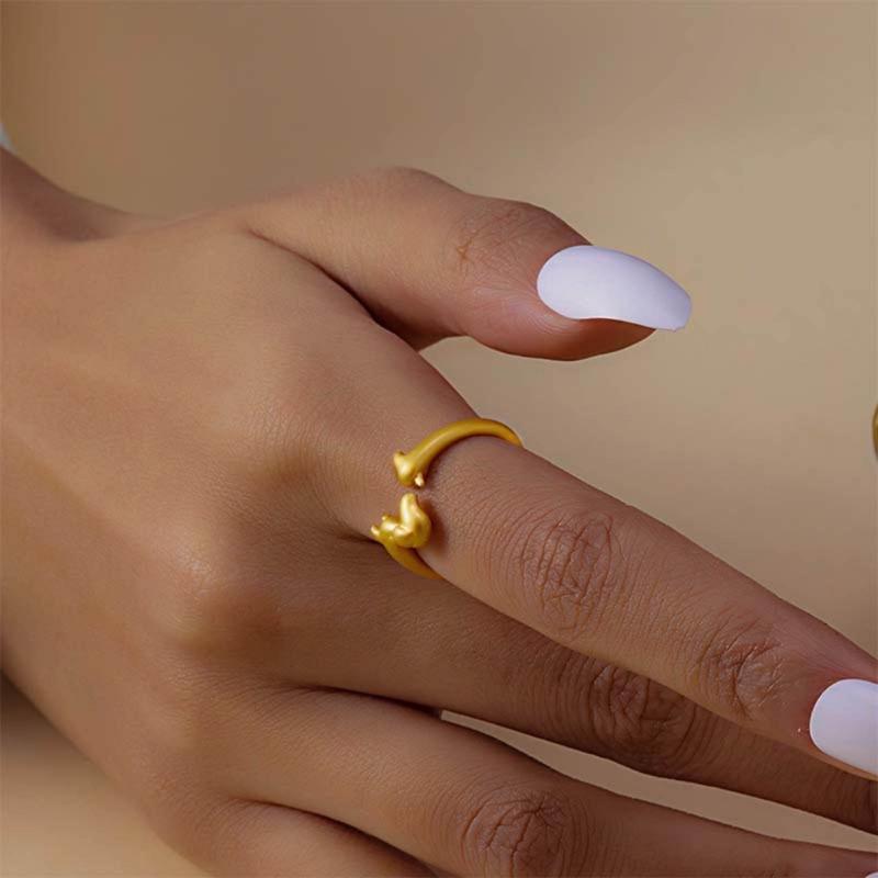 Quirky Dachshund Rings Adjustable Open Rings Stylish Hip Hop Finger Rings Versatile Punk Accessories for Women Girl