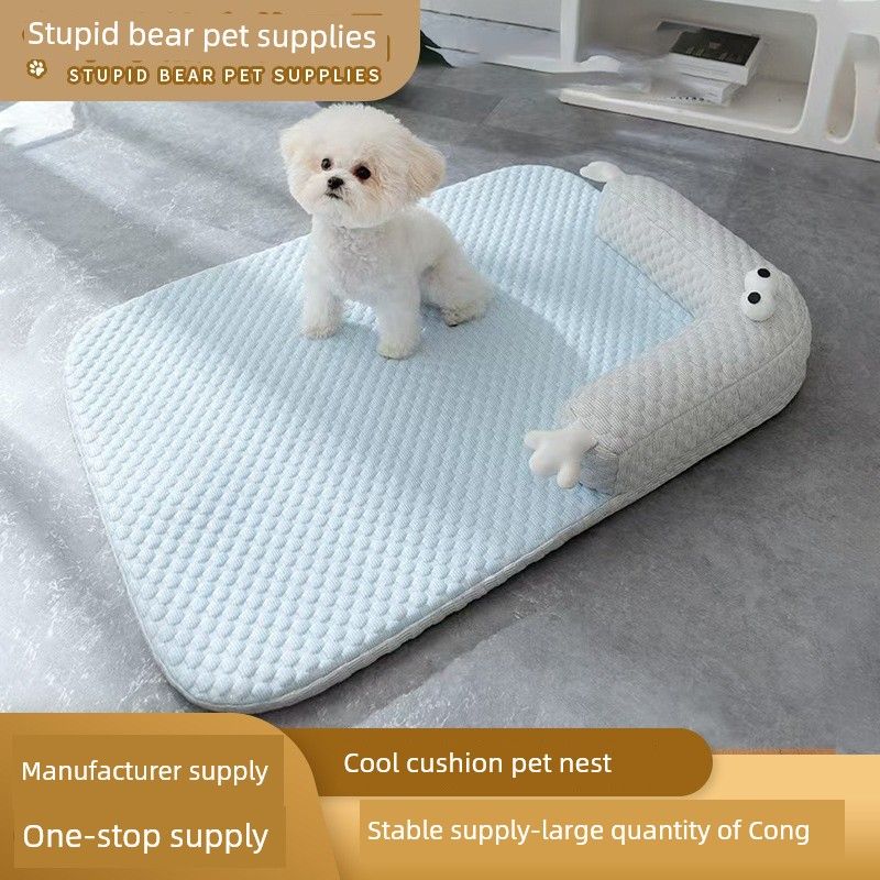 

New Arrival Big Eyes Cute Monster Cool Cushion Cathouse Doghouse Cat Mat Dog Sofa Pet Supplies In Stock S:45cm*35cm Blue Oval