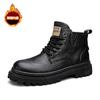 Fashion Men's Biker Boots Casual Leather Tooling Shoe for Men Low Top Short Velvet Fashion Non-slip Trendy All-match Popular  Men's Boot