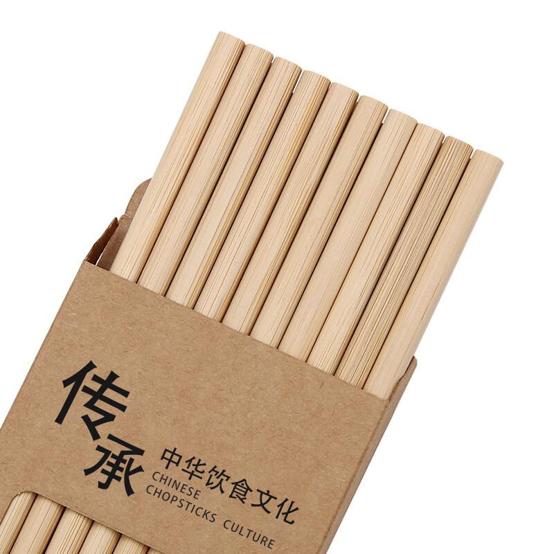 Diren 24cm Natural Bamboo Engraved Serving Chopsticks Gift Set (10 Pairs)