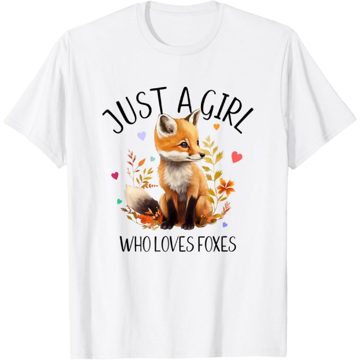 Just a Girl Who Loves Foxes very cute design T-Shirt XXXXXL белый