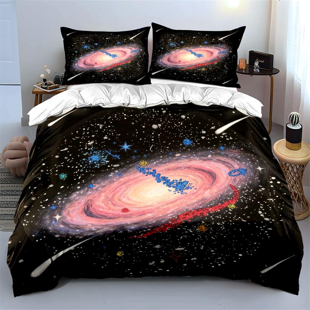 Galaxy-Themed Three-Piece Set Decor Soft Comfortable Duvet Cover Bedding Set Included 1*Duvet Cover & 2*Pillowcases, Gift