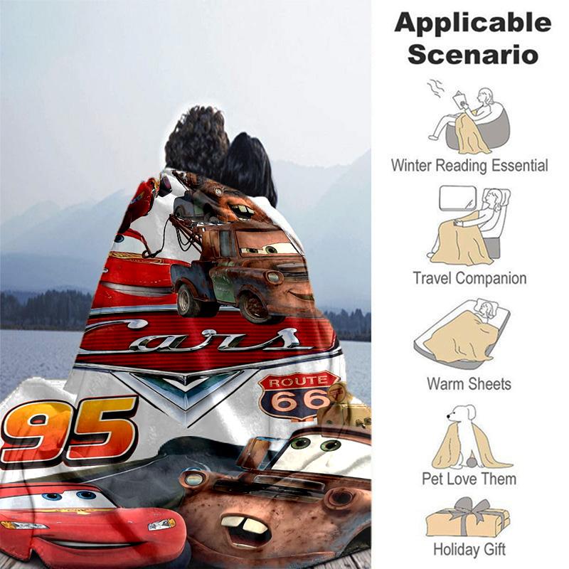 1pc Mcqueens Race Day Flannel Blanket Soft Warm Throw Blanket for Bedroom Living Room Bed Travel Camping Picnic Gift. M730040