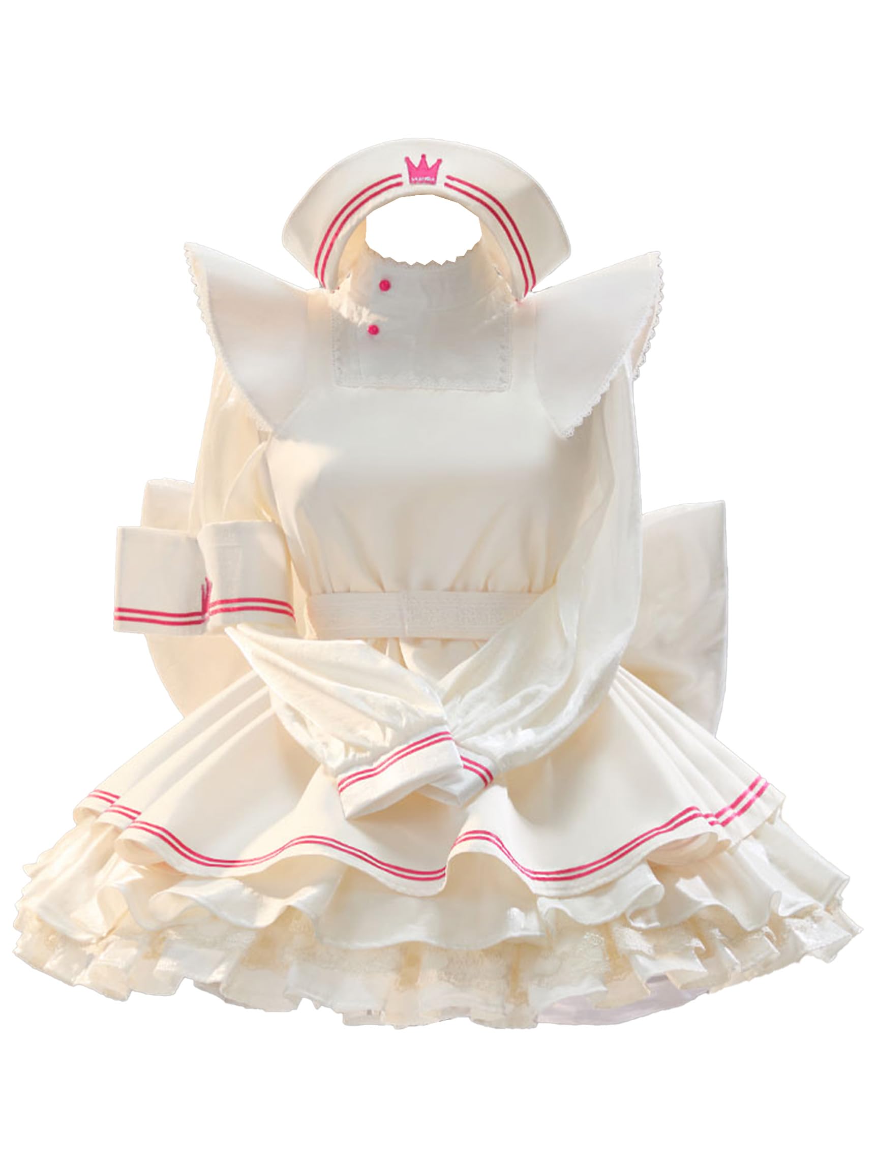 

Miccostumes Взрослый Аниме Игра Девушка-Волшебница Медсестра Костюм без рукавов Белый Женский костюм, Милый, Моэ, Крутой, Косплей, Платье, Маскарад, Трансформация, белый