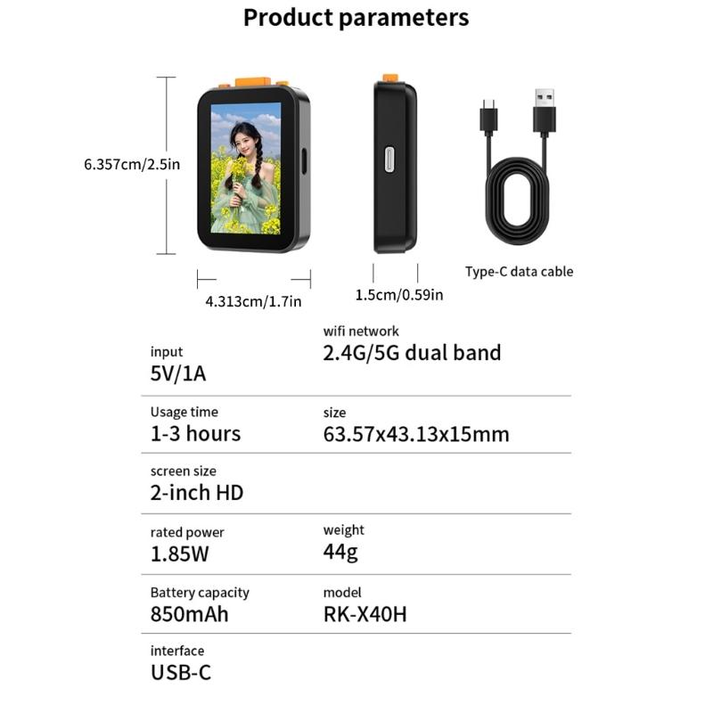 Vlog Selfie Monitor Screen 2.4/5Ghz With 2Inch 1080P Display Bluetooth-compatible Remote Control For Live Stream