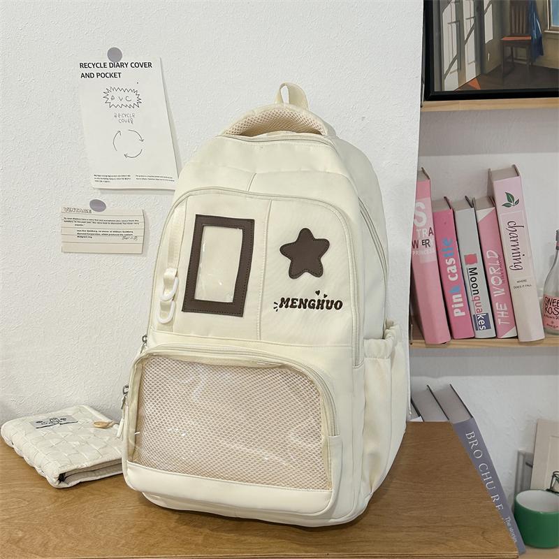 Cute Star Design Backpack for Women and Girls – Lightweight School Bag with Front Pocket, Mesh Compartment – Perfect for Daily Use, College, or Travel