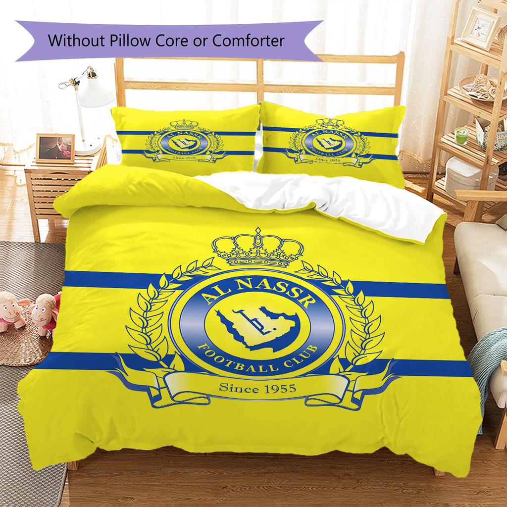Biancheria da letto con motivo Al-Nassr, Set copripiumino Copripiumino Federa Regalo di Compleanno per la Casa(1 * copripiumino + 2 * federa, senza nucleo)