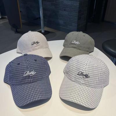 Frühling und Sommer neue Baseballkappe Buchstabenstickerei Karomütze Mode Retro Lässig Outdoor Sonnenschutzkappe