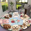 1pc Office Carpet, Kawaii Dog Chair Rug, Living Room Printed Round Rug, Home Chair Floor Mat