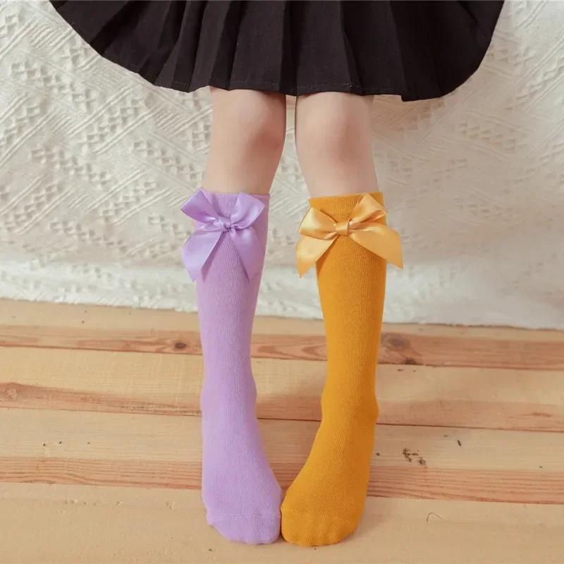 2 To 8 Yrs Leg Warmers Cotton Long Socks Cute Sweet Girl Lace Bows Princess for Infant Baby Spring Winter Toddler Sock