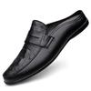 Genuine Leather Half Drag Lazy Loafers Comfy Casual Driving Flats Handmade Men Muller Shoes Travel Man Slip-on Shoes Moccasins